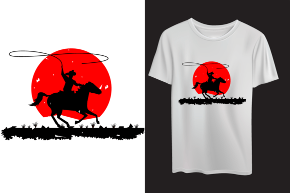Cowboy Running T-Shirt Design Vector Review
